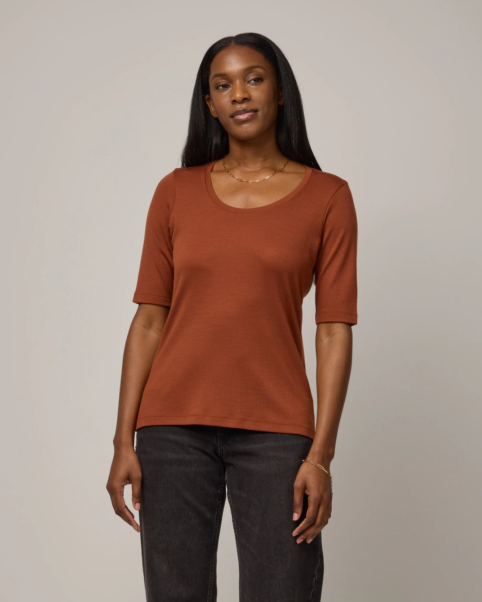 Celine Ribbed Elbow Sleeve Tee - Image 3