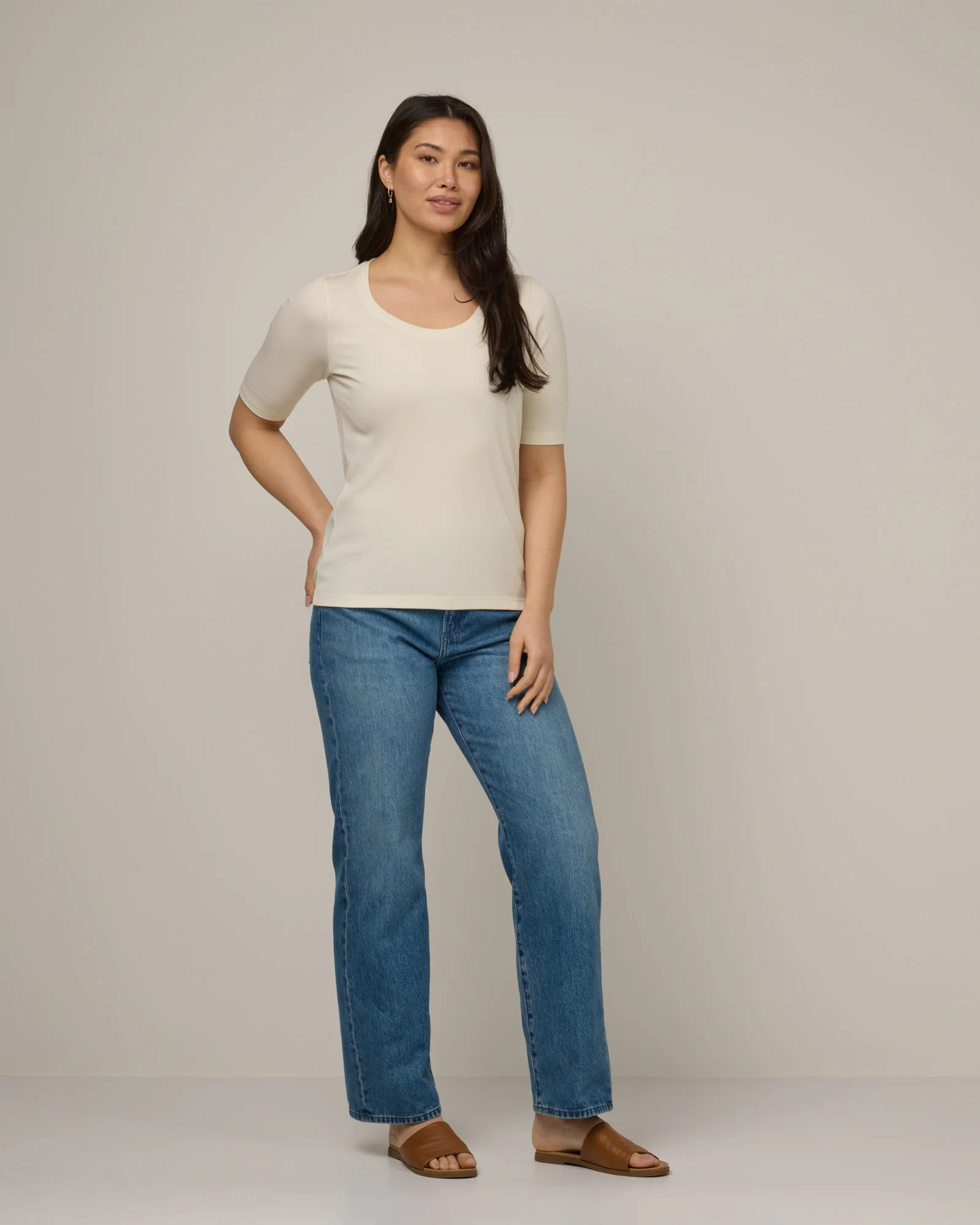 Celine Ribbed Elbow Sleeve Tee - Image 3