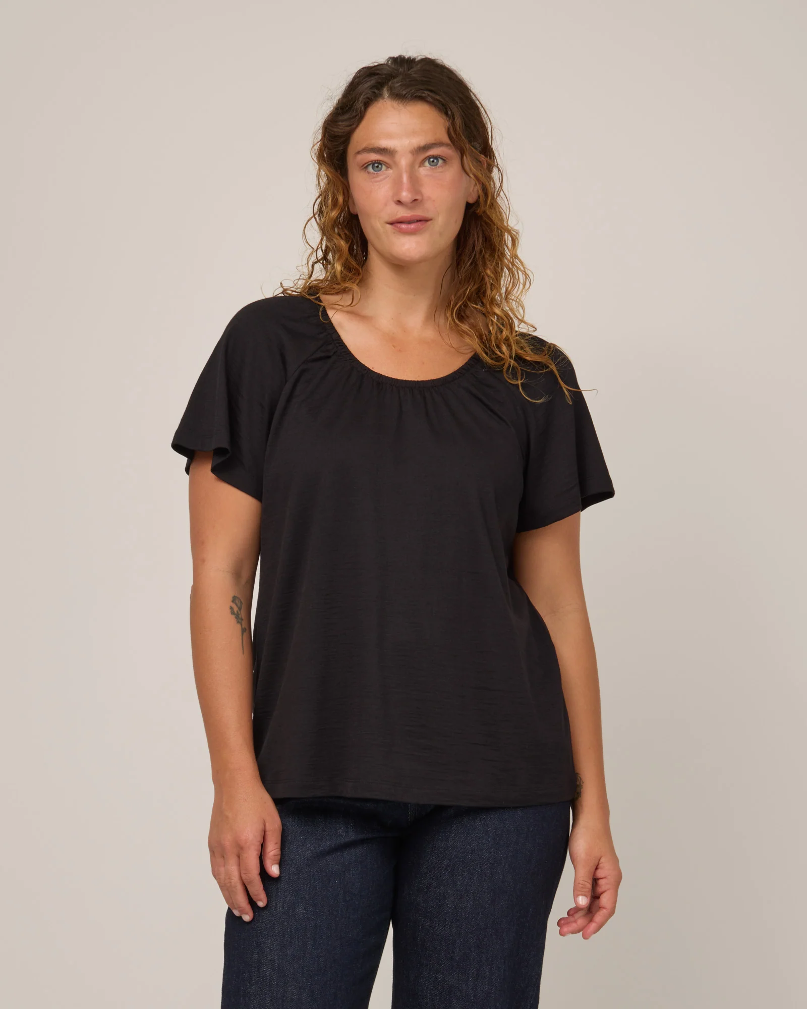 Lilah Signature Gathered Neck Tee - Image 4