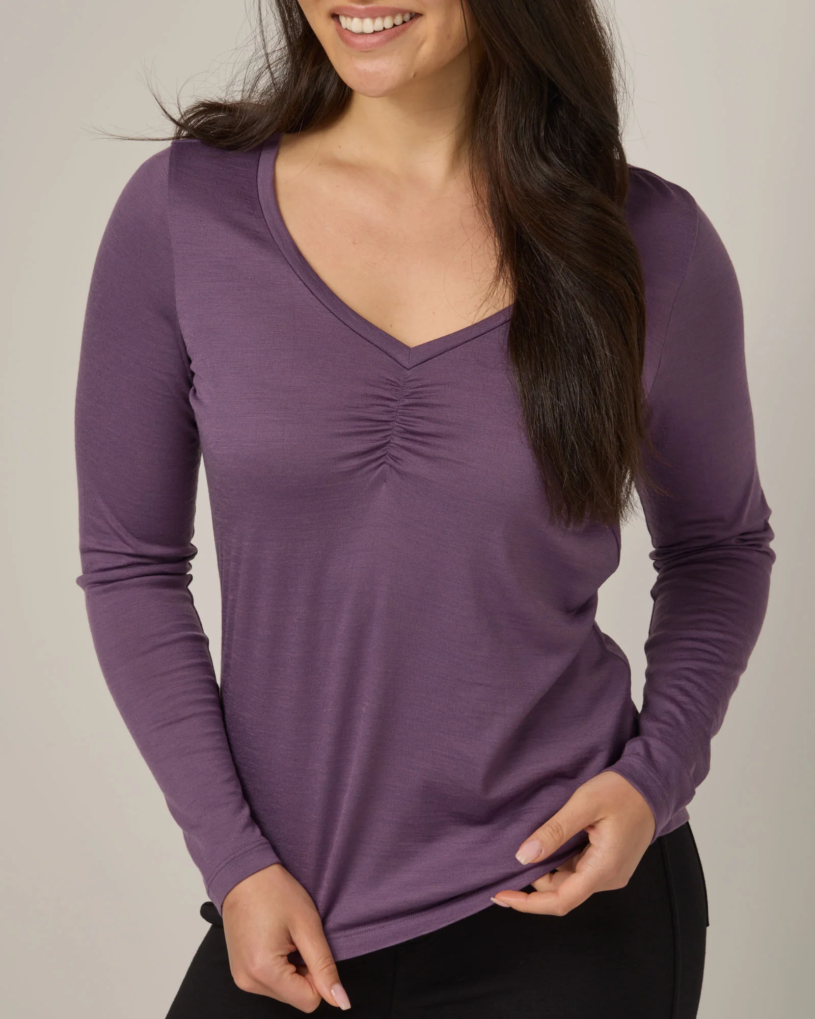 Melanie Ruched V-Neck Tee - Image 4